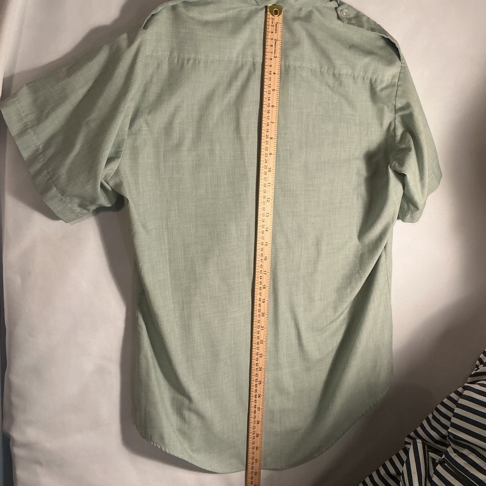 Creighton Vintage‎ Mens Sage Green Short Sleeve Utility Shirt  Made in USA - Picture 3 of 10